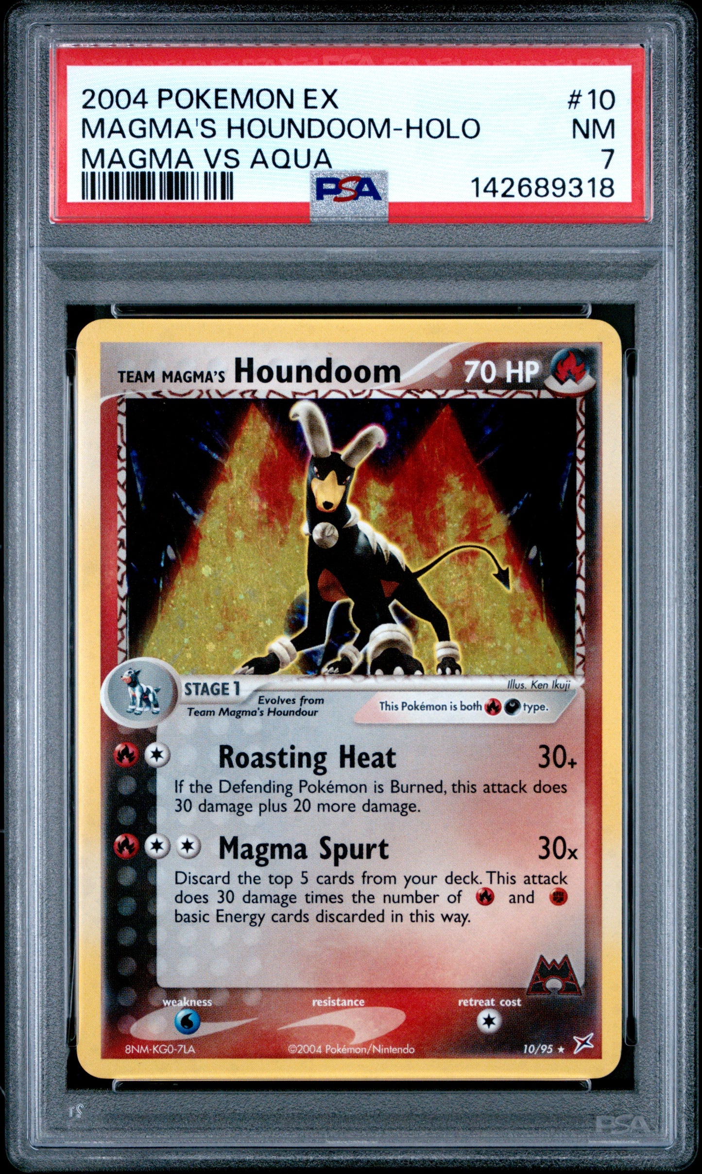 2004 Pokemon Ex Team Magma Vs Team Aqua Magma'S Houndoom-Holo #10 PSA 7