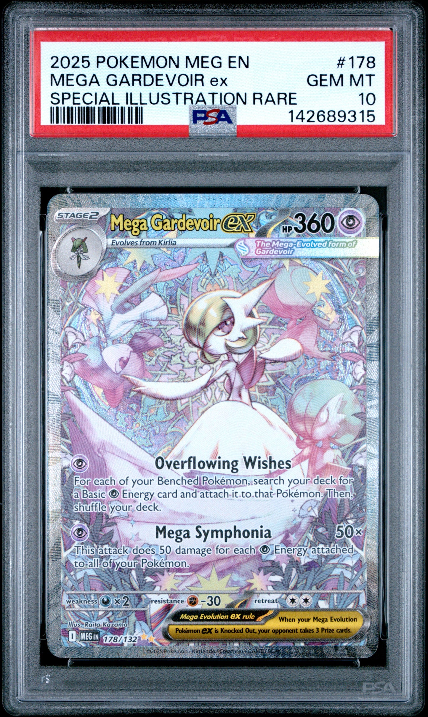 2025 Pokemon Meg En-Mega Evolution Mega Gardevoir Ex #178 PSA 10