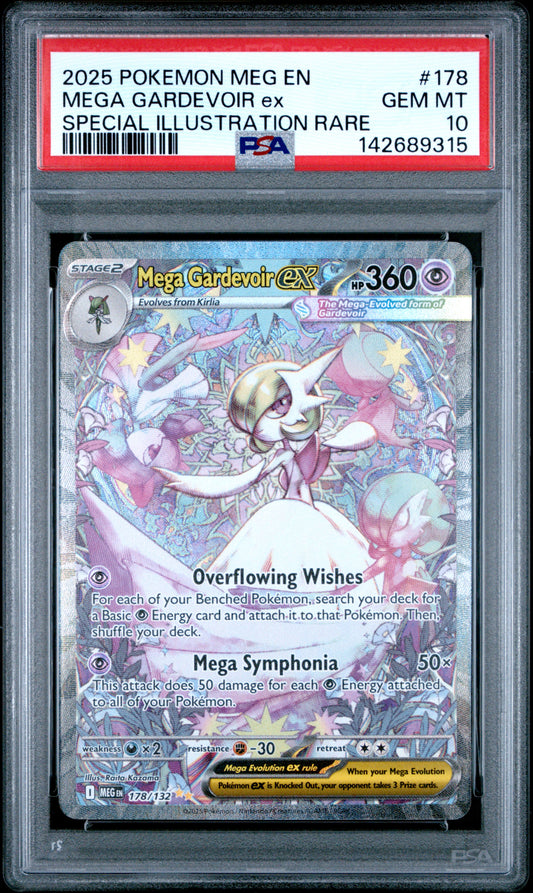 2025 Pokemon Meg En-Mega Evolution Mega Gardevoir Ex #178 PSA 10