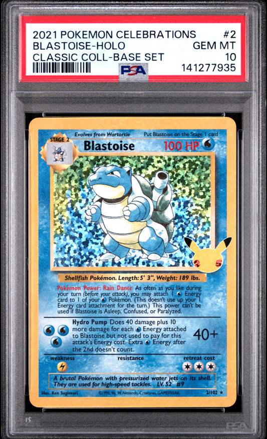 2021 Pokemon Celebrations Classic Collection Blastoise-Holo #2 PSA 10