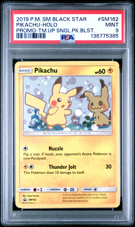 2019 Pokemon Sm Black Star Promo Pikachu-Holo #SM162 PSA 9