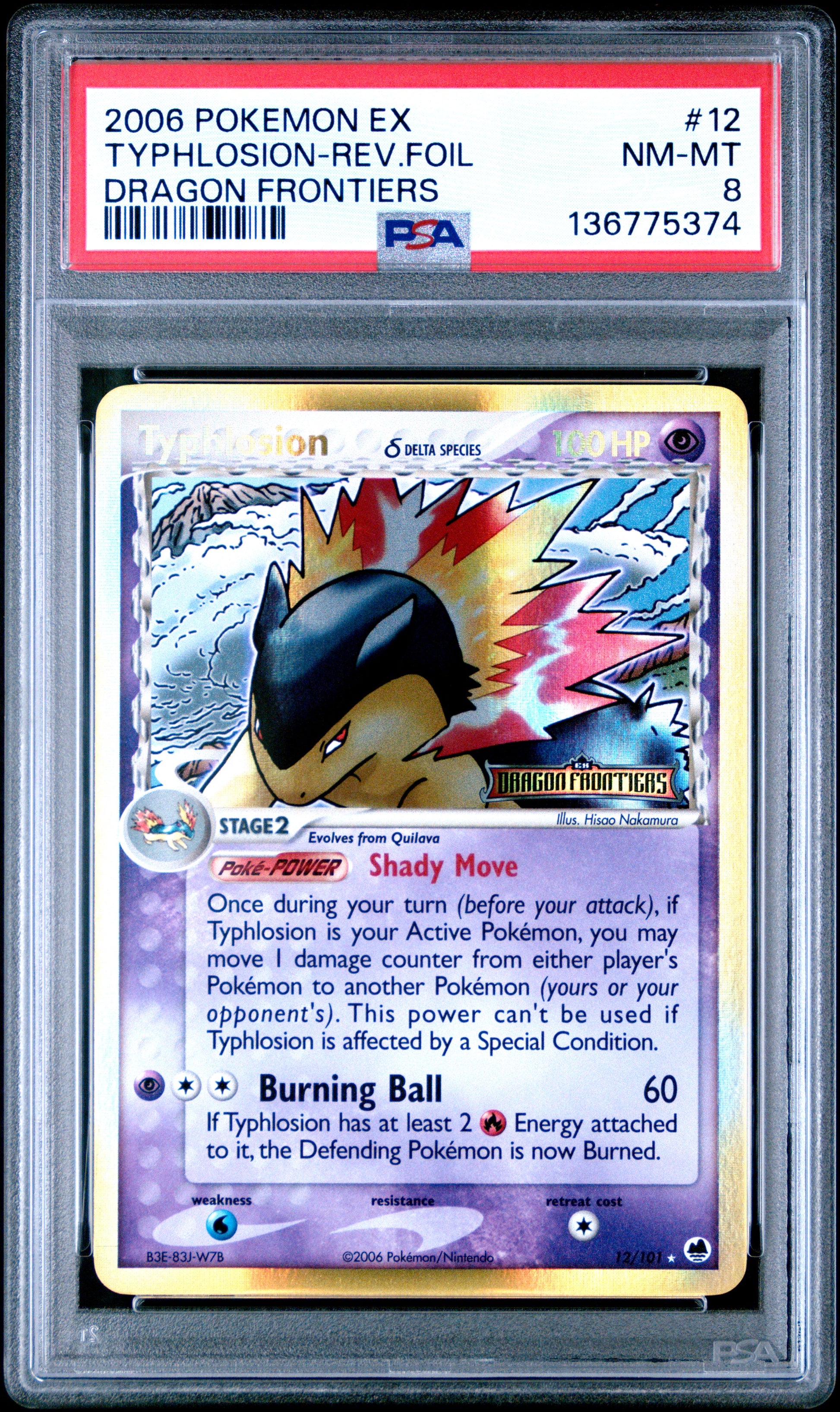 2006 Pokemon Ex Dragon Frontiers Typhlosion-Rev.Foil #12 PSA 8