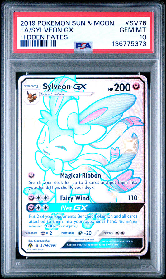 2019 Pokemon Sun & Moon Hidden Fates Fa/Sylveon Gx #SV76 PSA 10