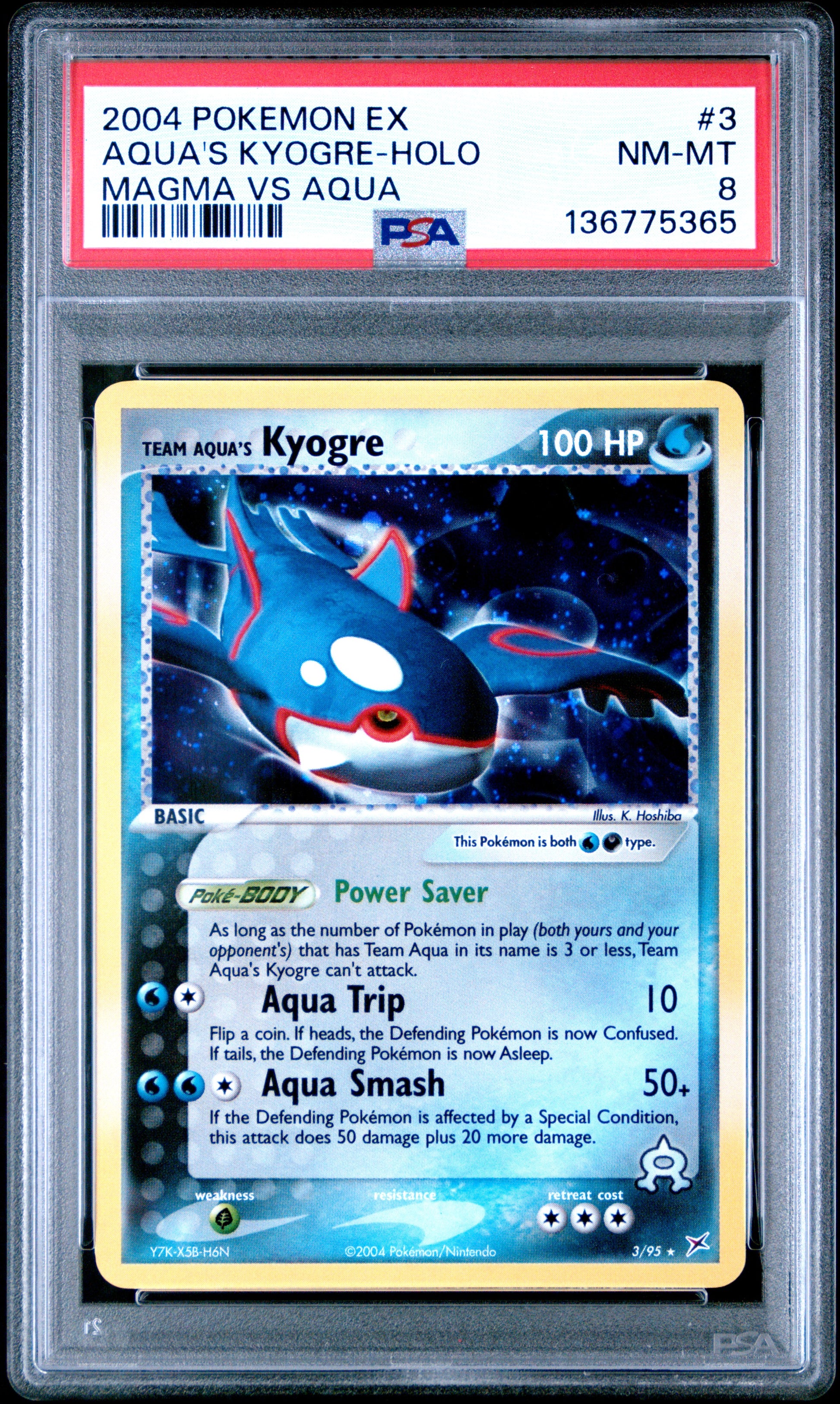 2004 Pokemon Ex Team Magma Vs Team Aqua Aqua'S Kyogre-Holo #3 PSA 8
