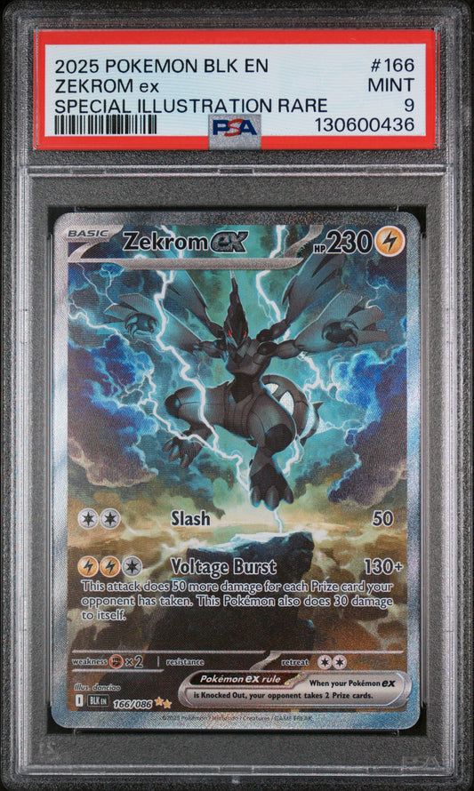2025 Pokemon Blk En-Black Bolt Zekrom Ex #166 PSA 9