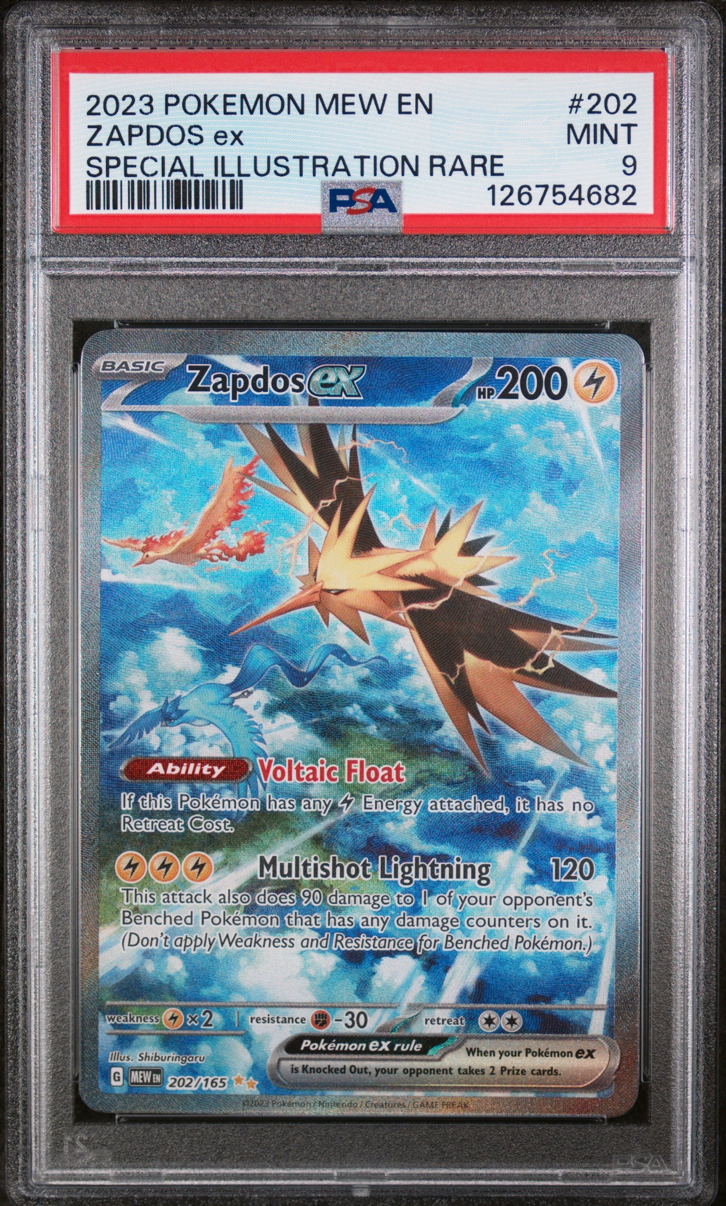 2023 Pokemon Mew En-151 Zapdos Ex #202 PSA 9