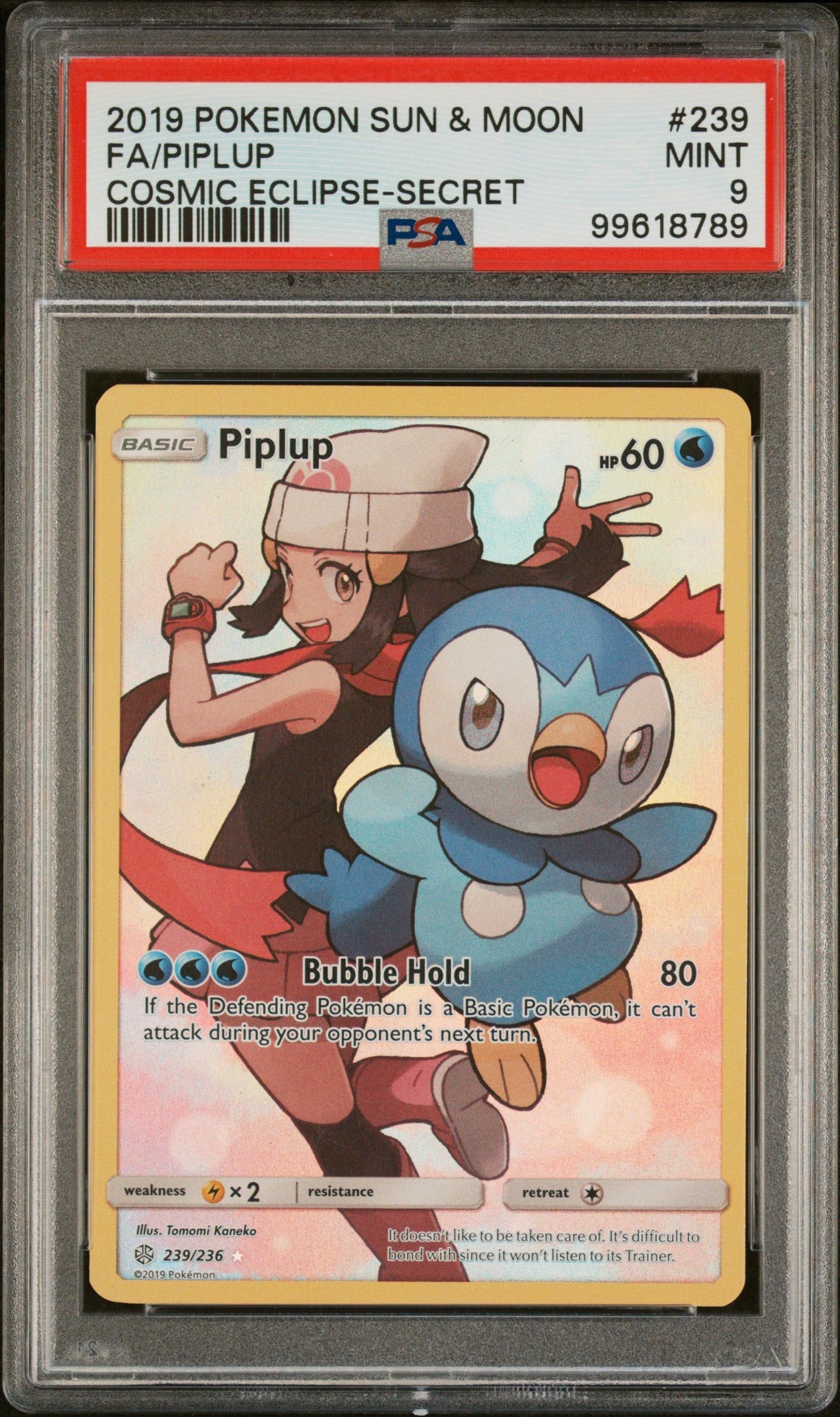 2019 Pokemon Sun & Moon Cosmic Eclipse Fa/Piplup #239 PSA 9