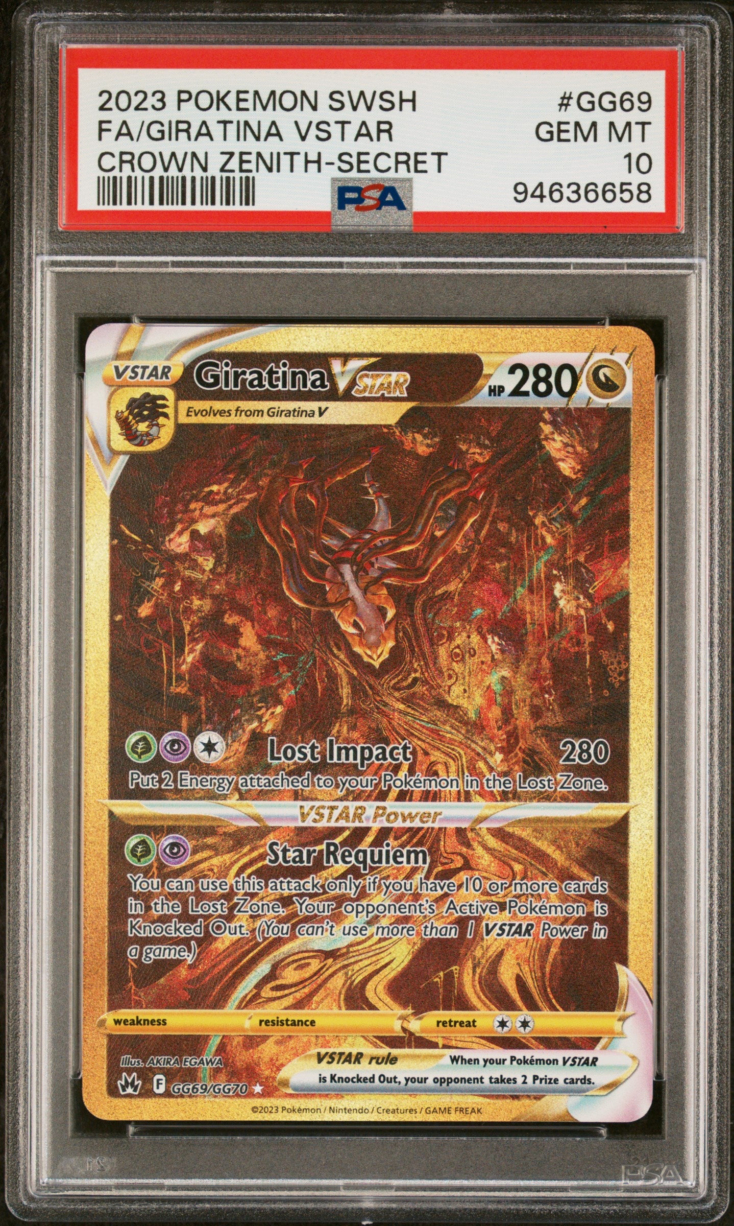 2023 Pokemon Sword And Shield Crown Zenith Fa/Giratina Vstar #GG69 PSA 10