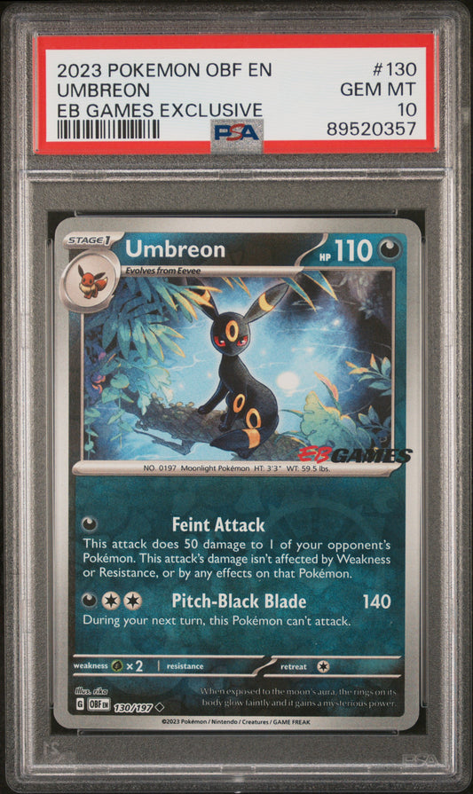 2023 Pokemon Obf En-Obsidian Flames Umbreon #130 PSA 10