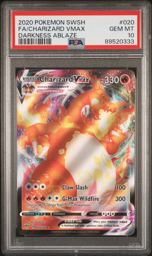 2020 Pokemon Sword & Shield Darkness Ablaze Fa/Charizard Vmax #020 PSA 10