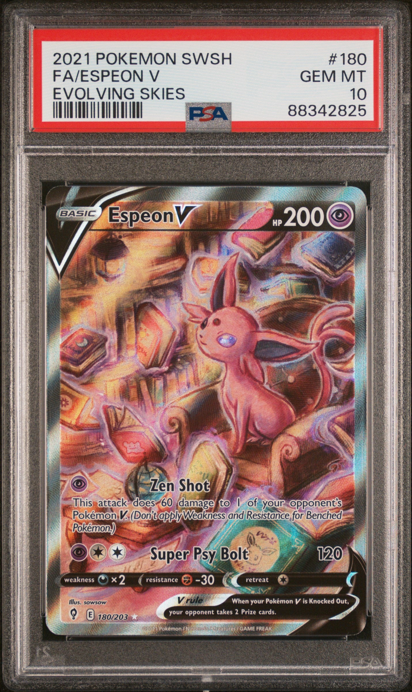 2021 Pokemon Sword & Shield Evolving Skies Fa/Espeon V #180 PSA 10