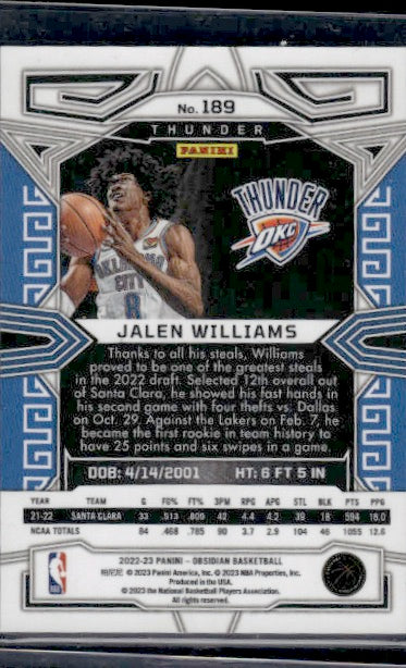 2022-23 Panini Obsidian #189 Jalen Williams RC