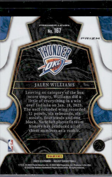 2022-23 Panini Select #167 Jalen Williams Silver Prizms