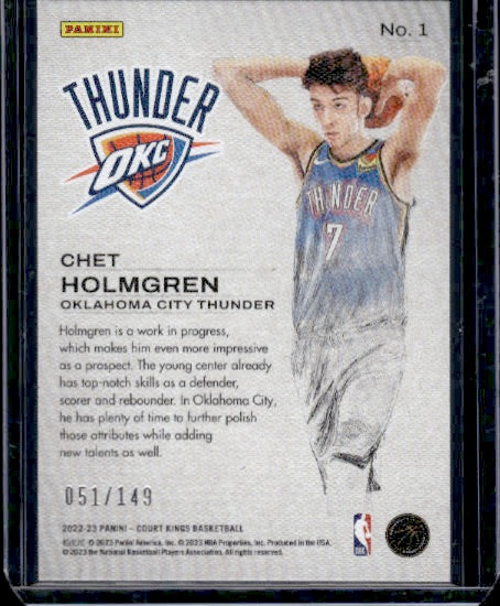 2022-23 Panini Court Kings #1 Chet Holmgren Works in Progress Ruby #/149 RC