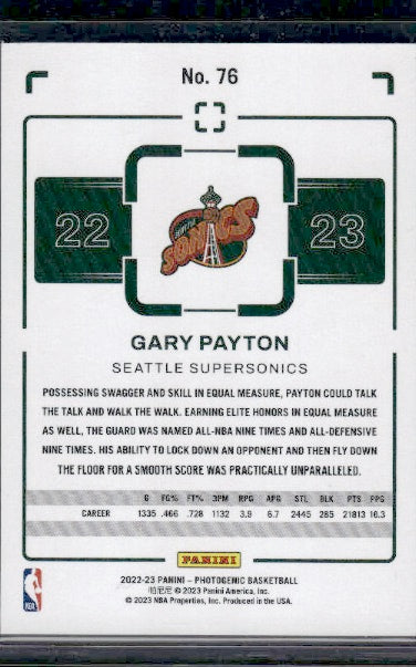 2022-23 Panini PhotoGenic #76 Gary Payton Silver