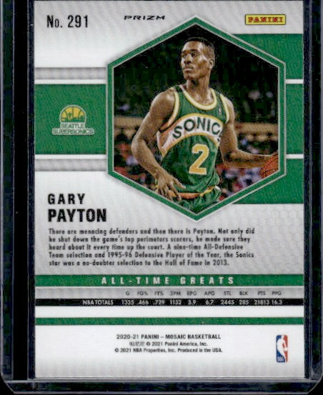 2020-21 Panini Mosaic #291 Gary Payton Mosaic Green