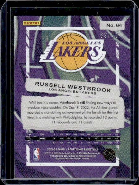 2022-23 Panini Court Kings #64 Russell Westbrook Amethyst #/99