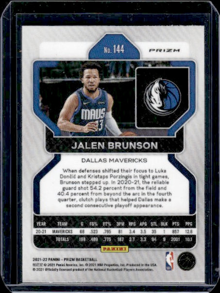 2021-22 Panini Prizm #144 Jalen Brunson NBA 75th Anniversary