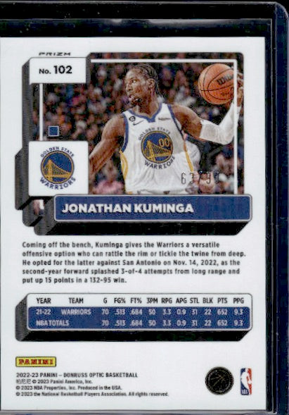 2022-23 Donruss Optic #102 Jonathan Kuminga Fast Break Purple #/99