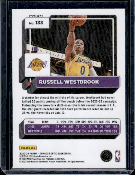 2022-23 Donruss Optic #133 Russell Westbrook Fast Break Holo