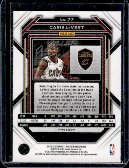 2022-23 Panini Prizm #77 Caris LeVert Prizms White Sparkle