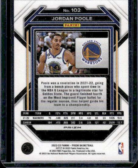 2022-23 Panini Prizm #102 Jordan Poole Prizms Hyper