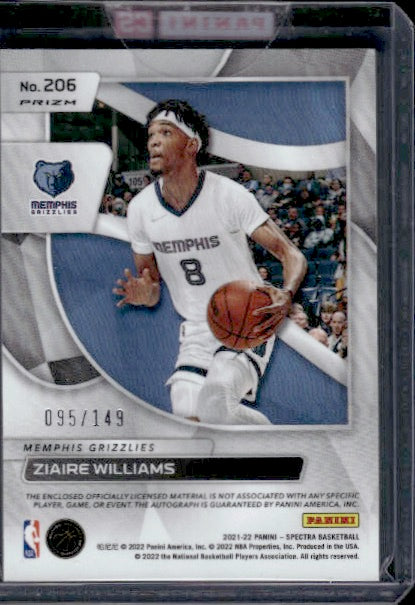 2021-22 Panini Spectra #206 Ziaire Williams Rookie Jersey Autographs #/149 RC