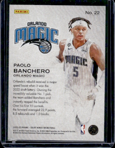 2022-23 Panini Court Kings #22 Paolo Banchero Works in Progress RC