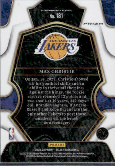 2022-23 Panini Select #181 Max Christie Silver Prizms