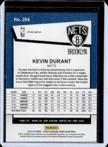 2019-20 Hoops Premium Stock #284 Kevin Durant Prizms Pulsar