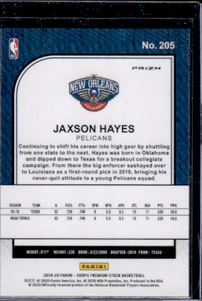 2019-20 Hoops Premium Stock #205 Jaxson Hayes Prizms Pulsar