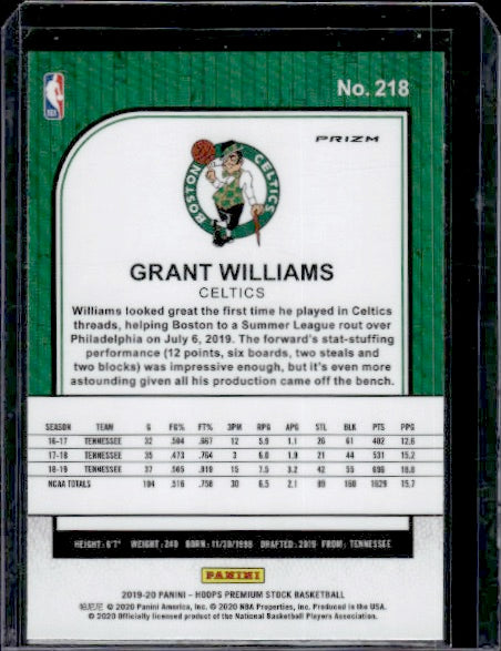 2019-20 Hoops Premium Stock #218 Grant Williams Prizms Pulsar