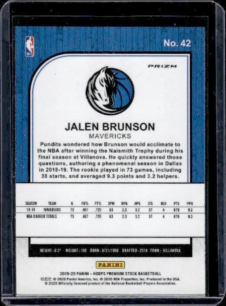 2019-20 Hoops Premium Stock #42 Jalen Brunson Prizms Pulsar