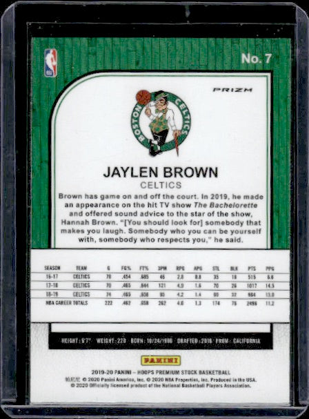 2019-20 Hoops Premium Stock #7 Jaylen Brown Prizms Pulsar