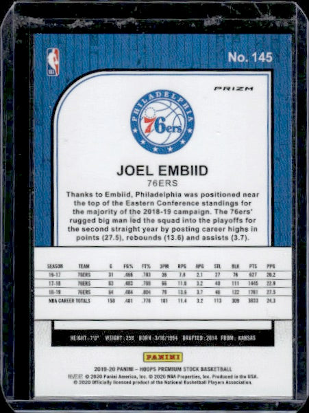 2019-20 Hoops Premium Stock #145 Joel Embiid Prizms Pulsar