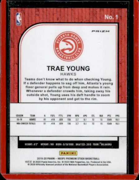 2019-20 Hoops Premium Stock #1 Trae Young Prizms Pulsar