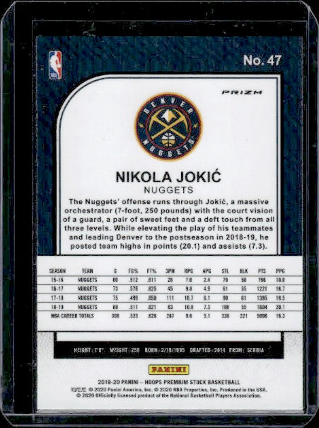 2019-20 Hoops Premium Stock #47 Nikola Jokic Prizms Pulsar