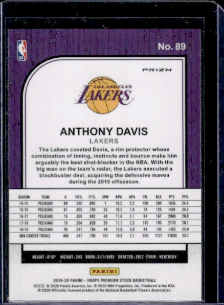 2019-20 Hoops Premium Stock #89 Anthony Davis Prizms Pulsar