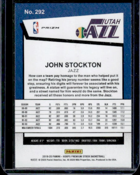 2019-20 Hoops Premium Stock #292 John Stockton Prizms Pulsar