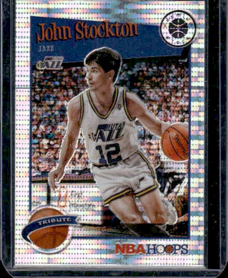 2019-20 Hoops Premium Stock #292 John Stockton Prizms Pulsar