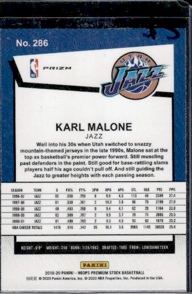 2019-20 Hoops Premium Stock #286 Karl Malone Prizms Pulsar