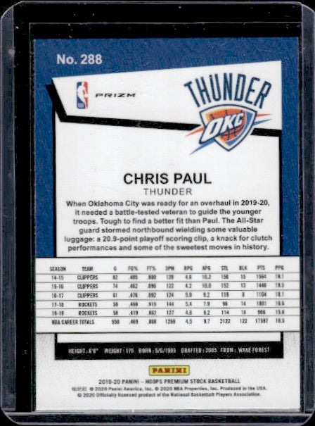 2019-20 Hoops Premium Stock #288 Chris Paul Prizms Pulsar