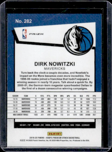 2019-20 Hoops Premium Stock #282 Dirk Nowitzki Prizms Pulsar