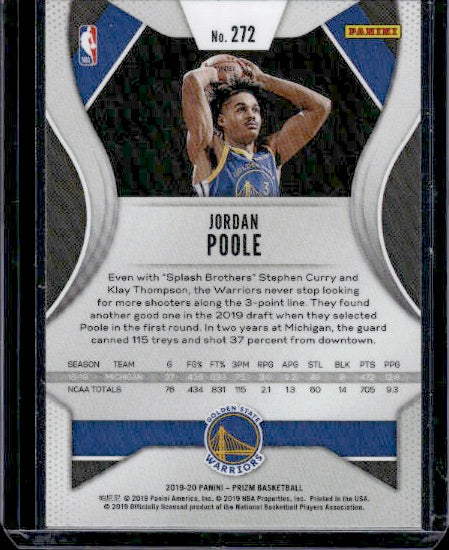 2019-20 Panini Prizm #272 Jordan Poole RC