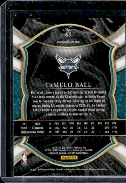 2020-21 Panini Select #63 LaMelo Ball Blue RC