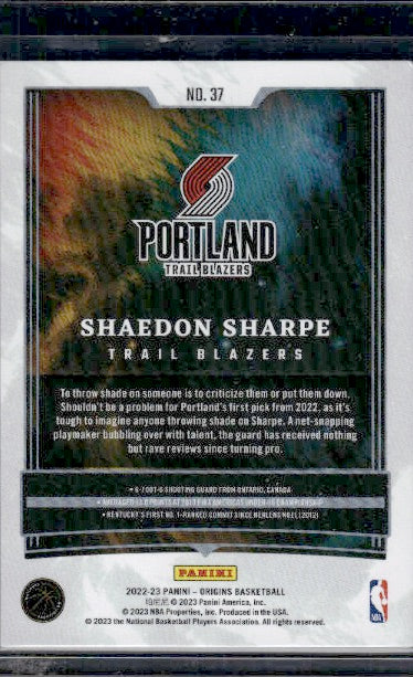 2022-23 Panini Origins #37 Shaedon Sharpe RC