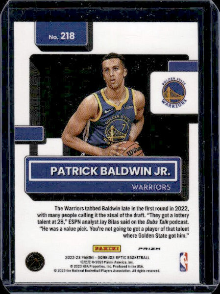 2022-23 Donruss Optic #218 Patrick Baldwin Jr. Holo RC