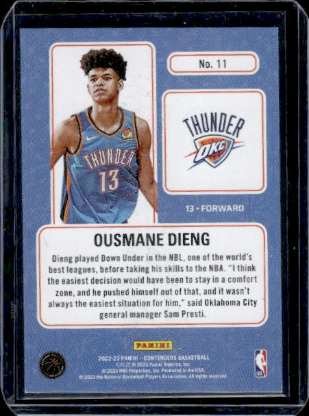 2022-23 Panini Contenders #11 Ousmane Dieng Lottery Ticket RC