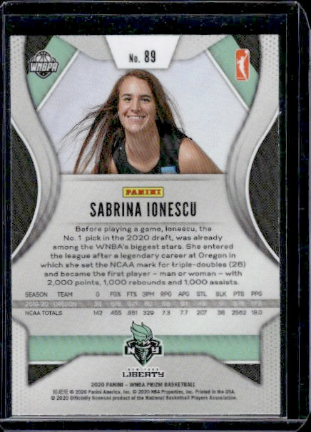 2020 Panini Prizm WNBA #89 Sabrina Ionescu RC