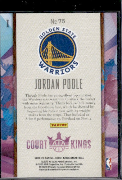 2019-20 Panini Court Kings #75 Jordan Poole RC